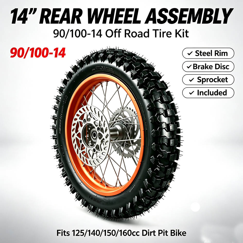 Road Bike Tire - Gruppo ruota posteriore da 14 pollici