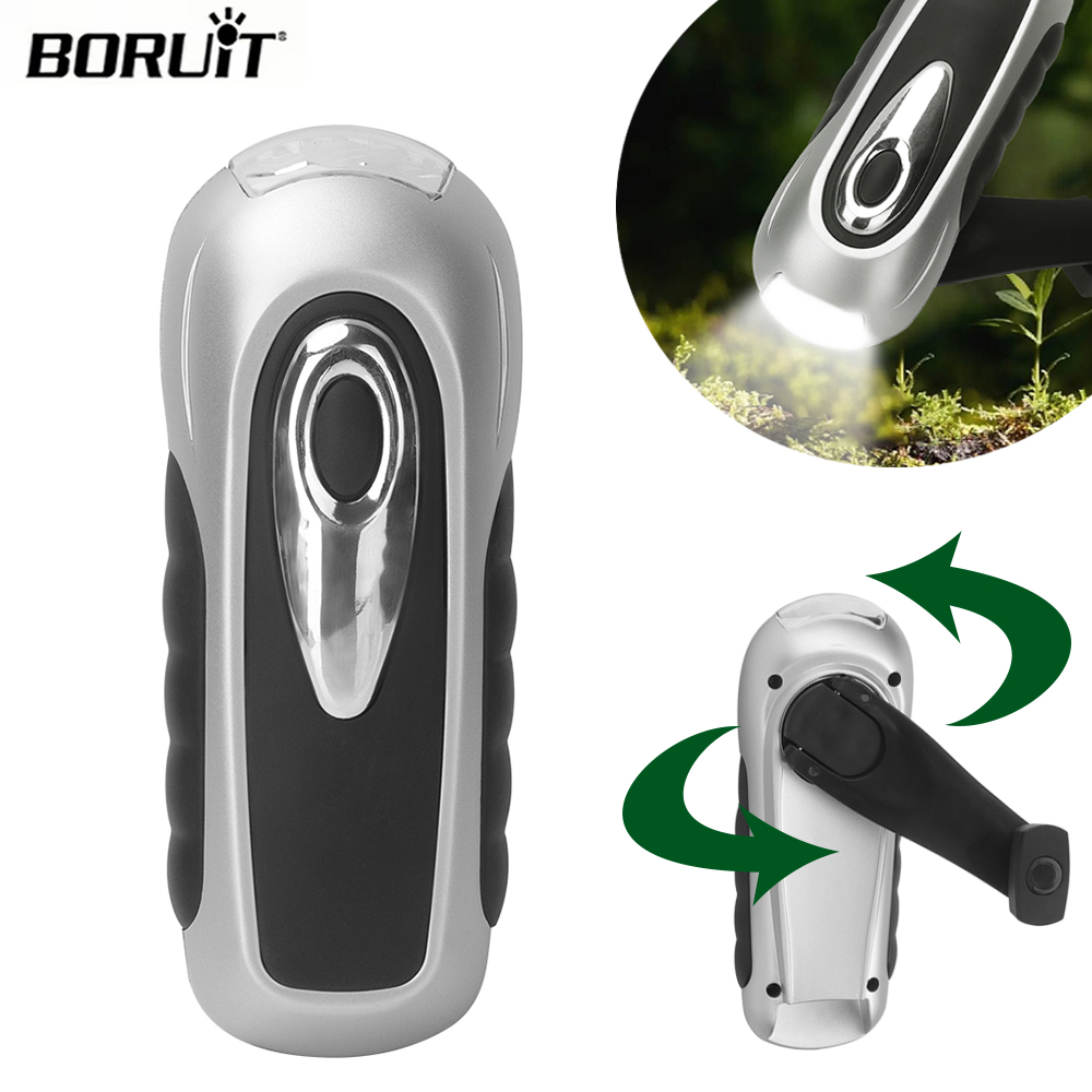 Bike Dynamo Light - BORUIT Torcia a LED Manovella Dinamo